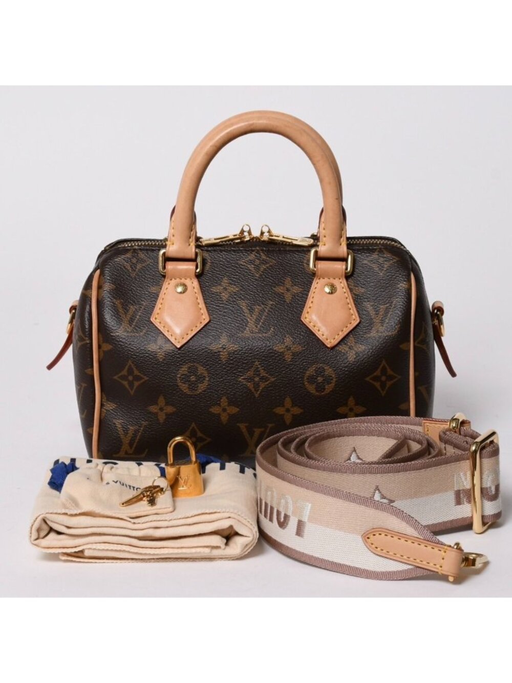 Louis Vuitton Handbag Speedy Bandouliere 20 Leather Brown Gold